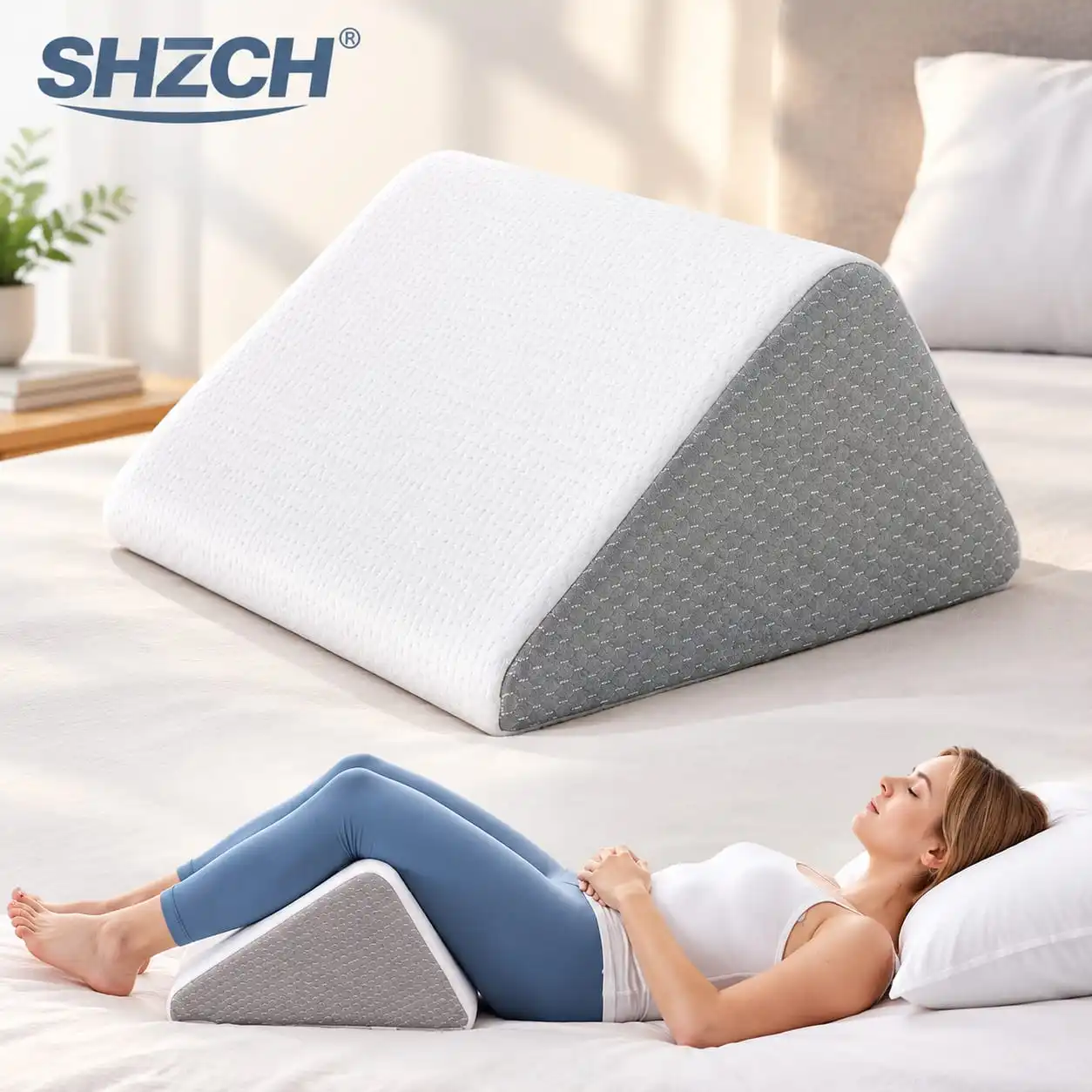 1 Pieces Wedge Pillow for Sleeping Body Positioners Turning Device Bedridden Leg and Knee Support Positioning Wedge Back Pillow