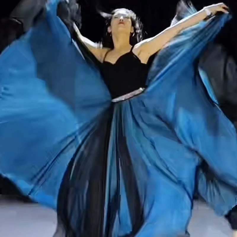 

Новые женские костюмы для танца живота, однотонные двухслойные шифоновые длинные юбки, большие распашные юбки для соревнований пожилых людей