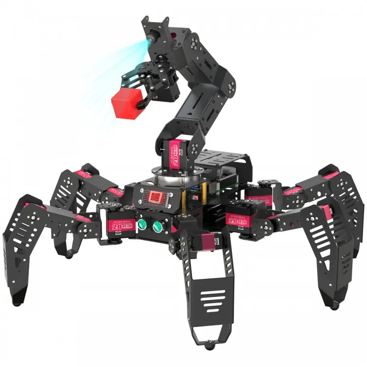 SpiderPi Pro Spider Hexapod Robot Arm w/ AI Robotic Arm+Camera+ Raspberry Pi 4B 4GB