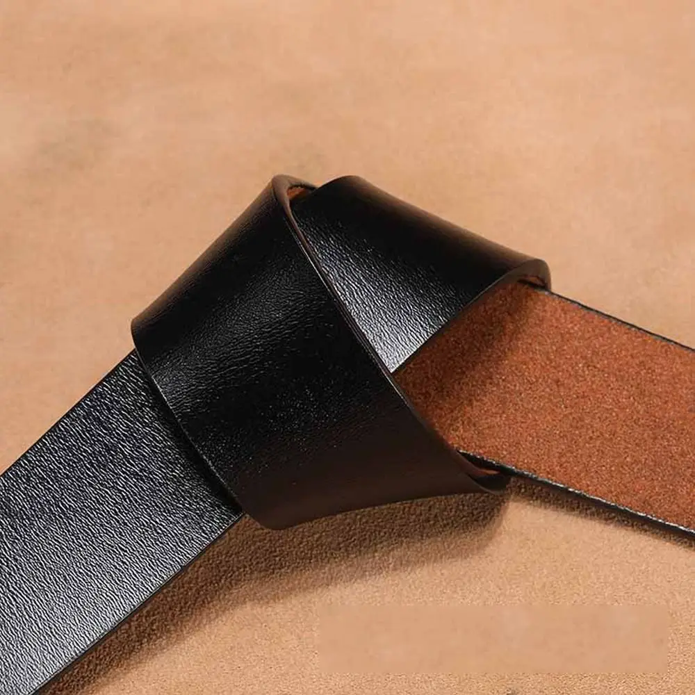 Durable Replacement Luxury Brand Designer Genuine Leather Belt Classic Waistband No Buckle Girdle 3.3/3.8cm with Hole view 6