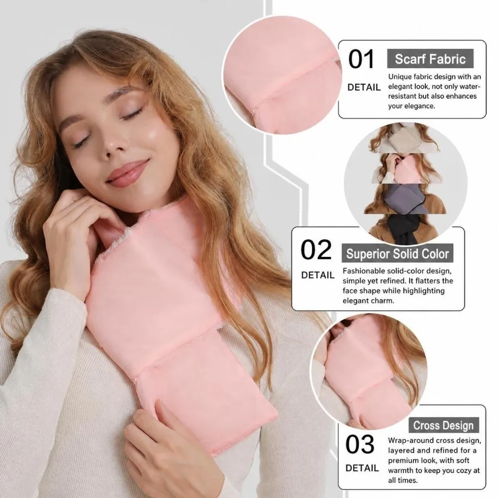 Luxury Waterproof Neck Warmer Windproof Thick Winter Scarf Furry Texture Down Cotton Filled Outdoor Scarf For Men Women