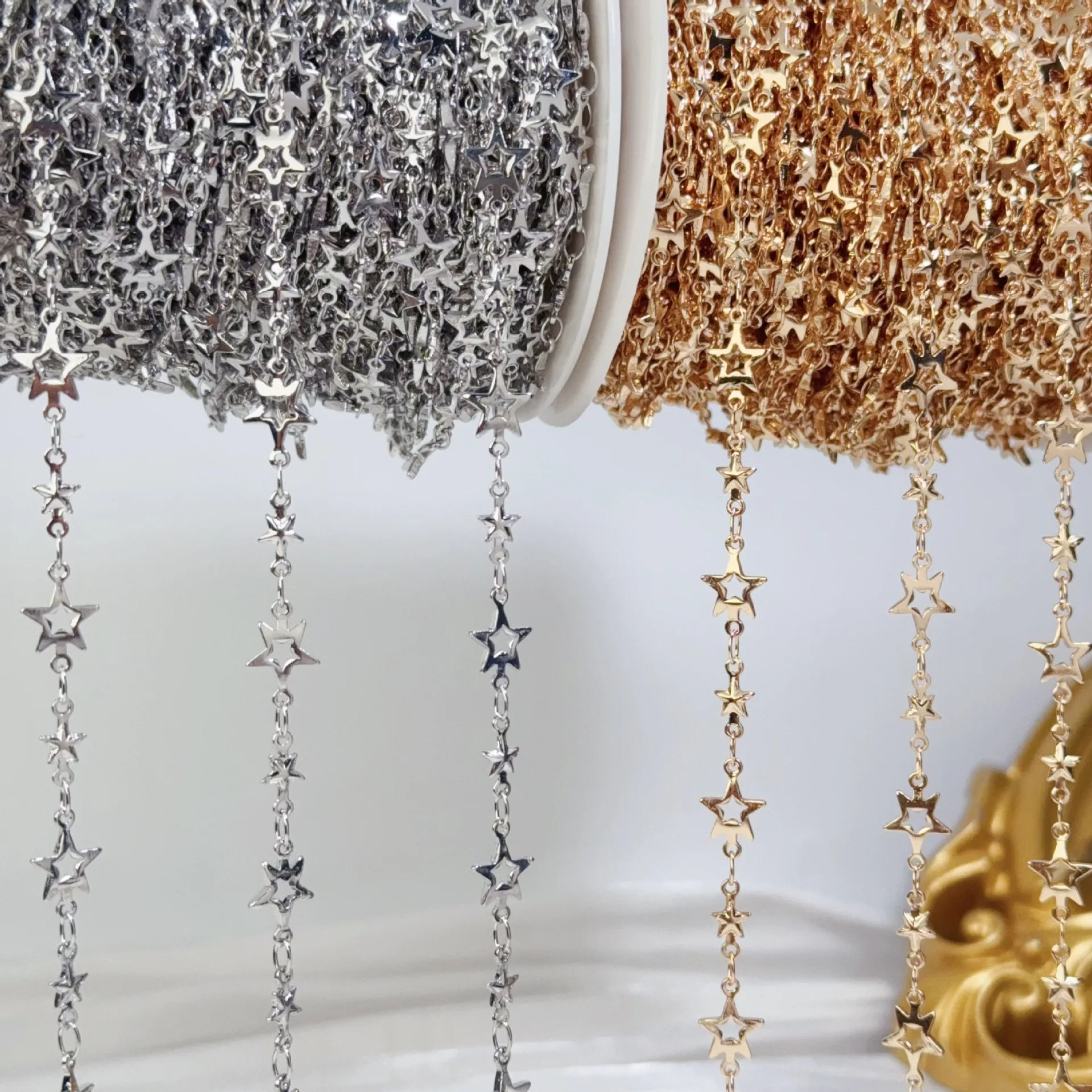0.5/1/2M High Color Retention Hollow Star Metal Chain Simple And Versatile DIY Tassel Chain Necklace Decorative Accessories