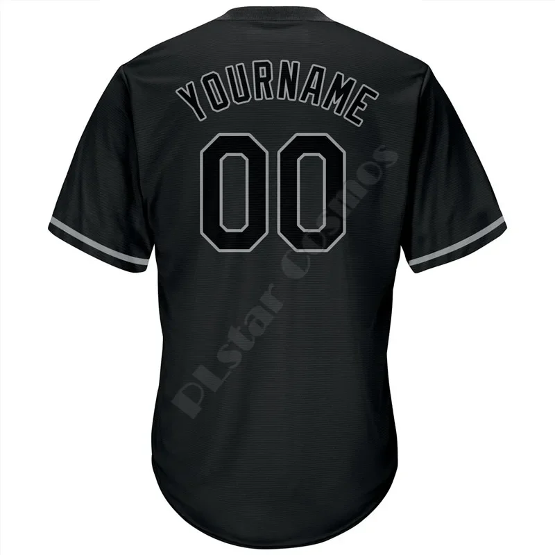 PLstar Cosmos Baseball Jersey Shirt Custom Name Black Gold-White 3d Printed Baseball Shirt Baseball Jersey Shirt hip hop Tops