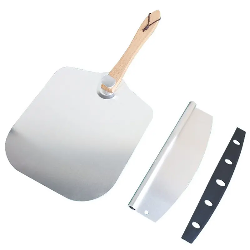 

ABPQ-Pizza Spatula Featuring Rocker Cutter Foldable Wood Handle And Storage Bag Included- Ideal For Family Pizza Oven Use