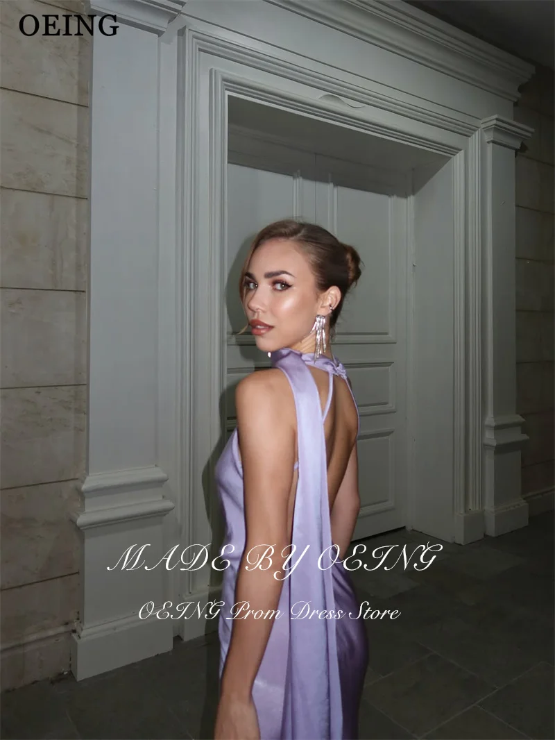 OEING Elegant Lavender Mermaid Prom Dress Halter Backless Sleeveless Evening Dresses Maxi Formal Gowns vestidos gala Customized - view 4