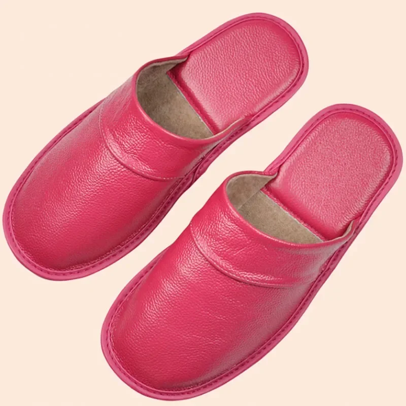 Genuine Cow Leather Slippers Homes In Indoor Slipper Spring Autumn Summer Men Women Elderly Non-slip Casual Single Slides Shoes