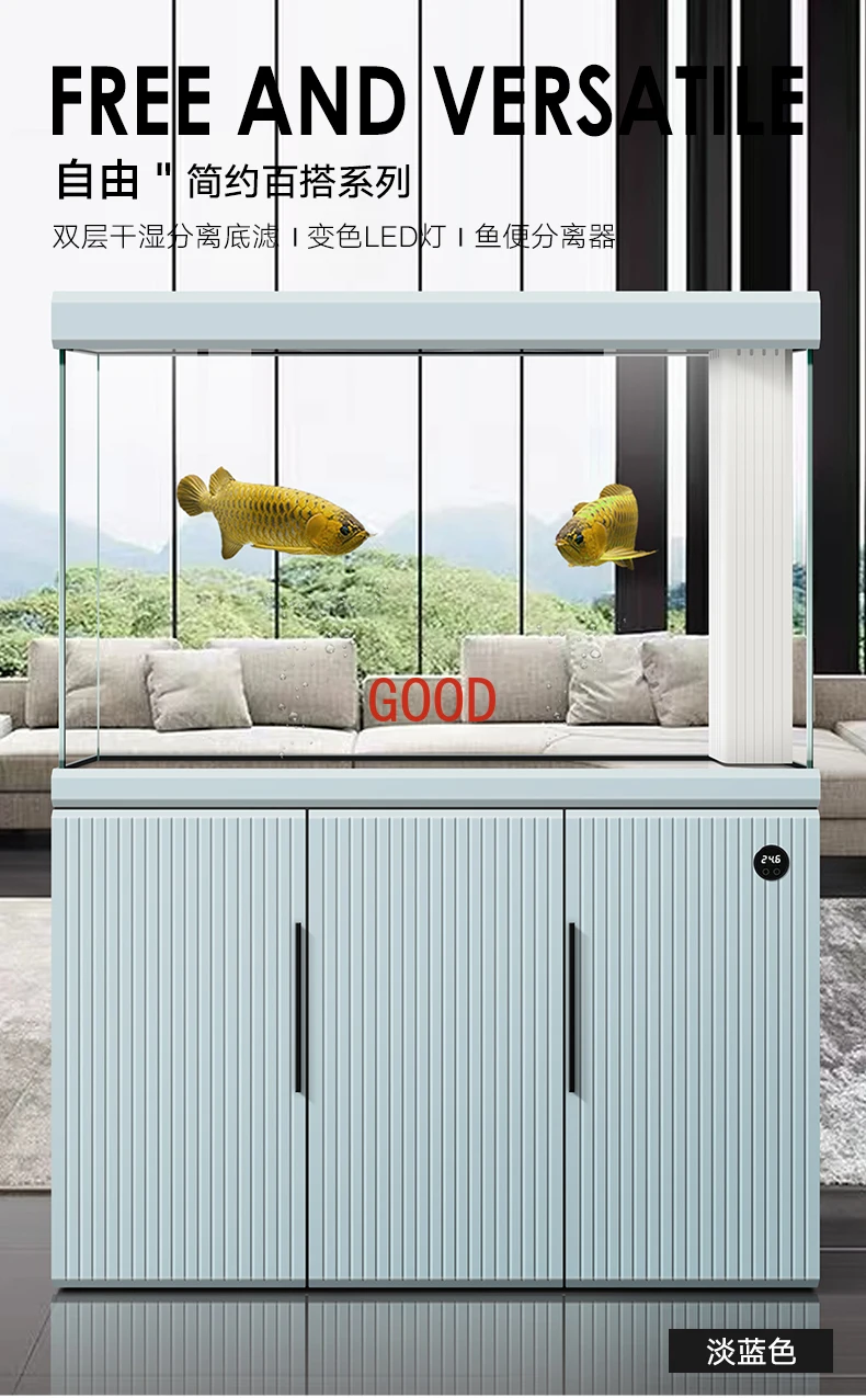 

Fish Tank Living Room Large and Medium Size Lower Filter Super White Glass Smart Fish Tank Aquarium a Color-Changing Lamp