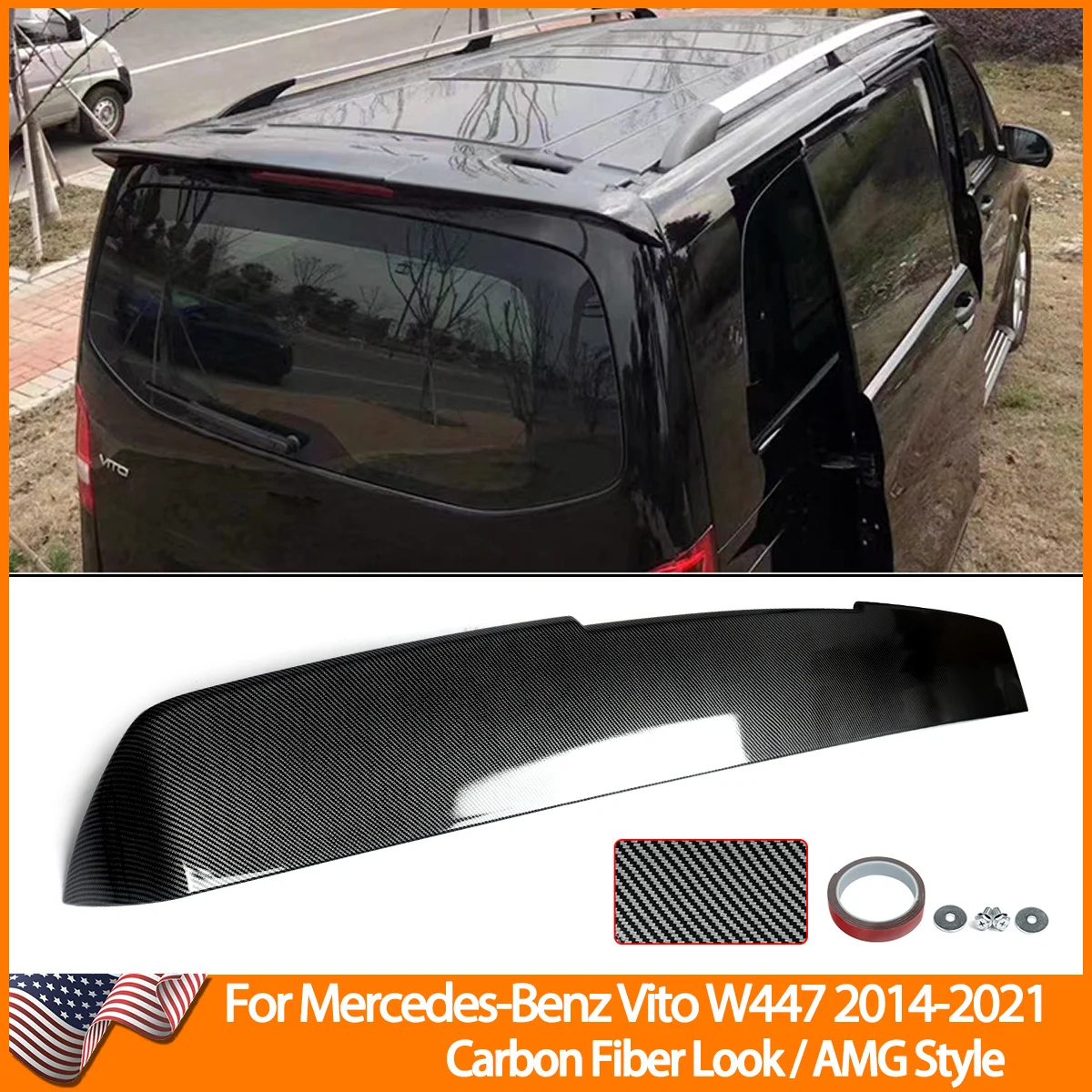 

Для Mercedes Benz Vito W447 V220d V250 Carbon Look заводской стиль задний спойлер багажника губа хвост крыши спойлер крыло багажник автозапчасти