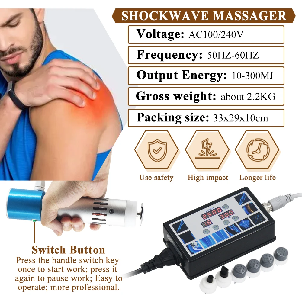 Физиотерапия, машина для ударно-волновой терапии 300MJ для лечения ЭД, облегчение боли, массаж для домашнего использования, новый профессиональный массажер для ударной волны