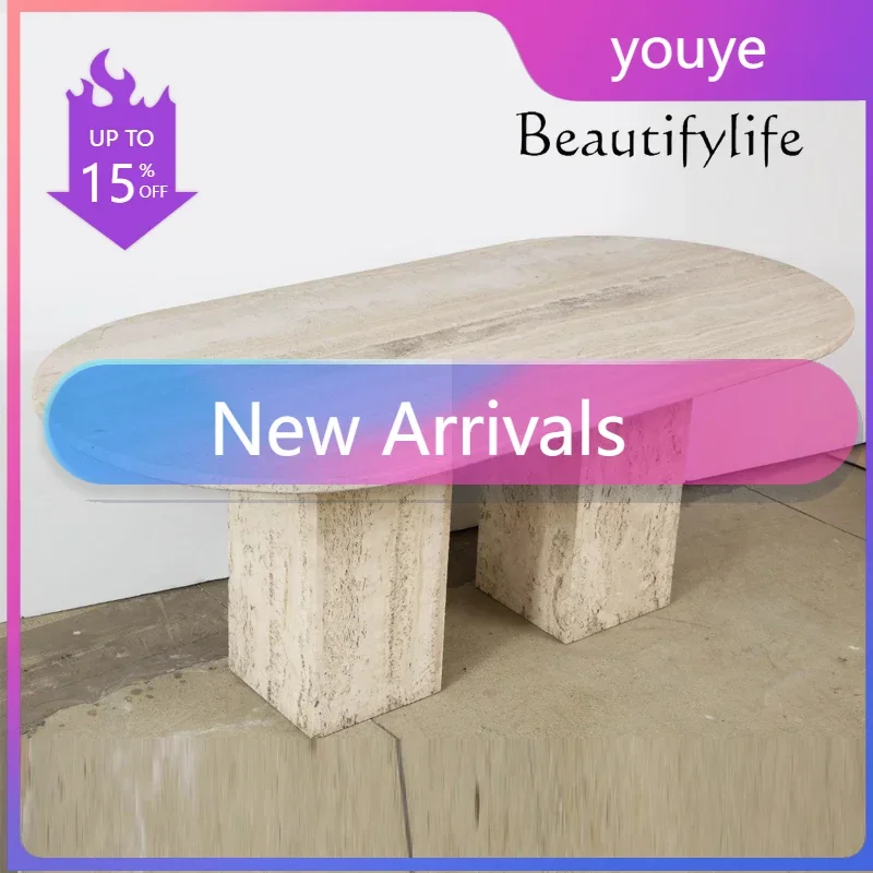 N36 Retro Travertine Travertine Coffee Table Natural Material Stone Table Old Coffee Dining Table Japanese Style