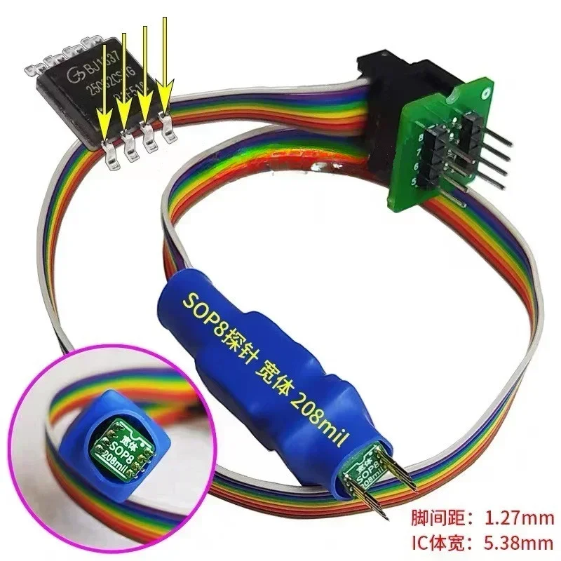 SOIC8 SOP8 Test Clip Probe Line for EEPROM 93CXX/25CXX/24CXX Circuit Programming on USB Programmer TL866 RT809F RT809H CH341A