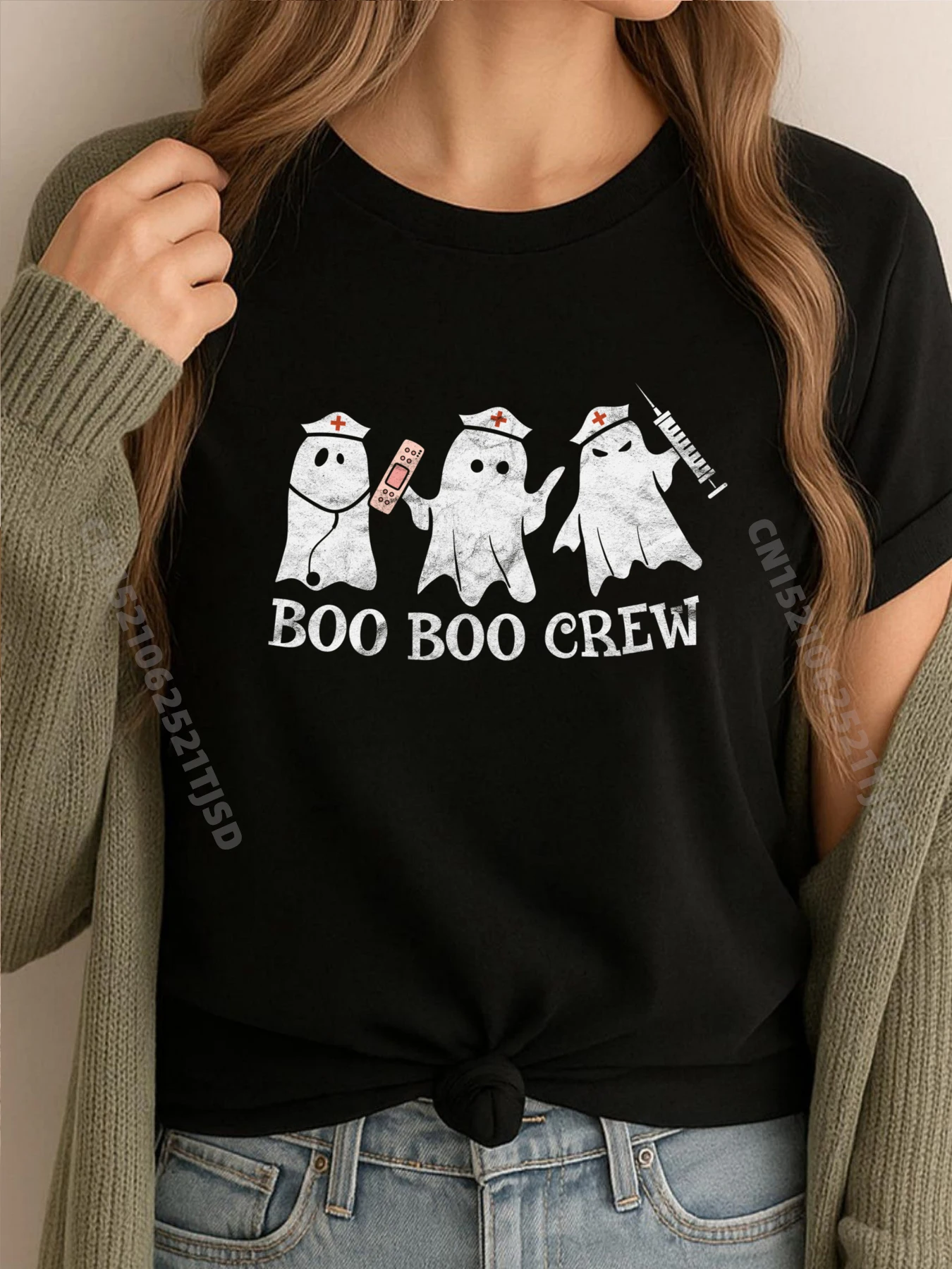 

Винтажная школьная рубашка ER RN ICU на Хэллоуин, призрак Boo Boo, медсестра, мужские корейские модные рубашки для женщин, готический стиль