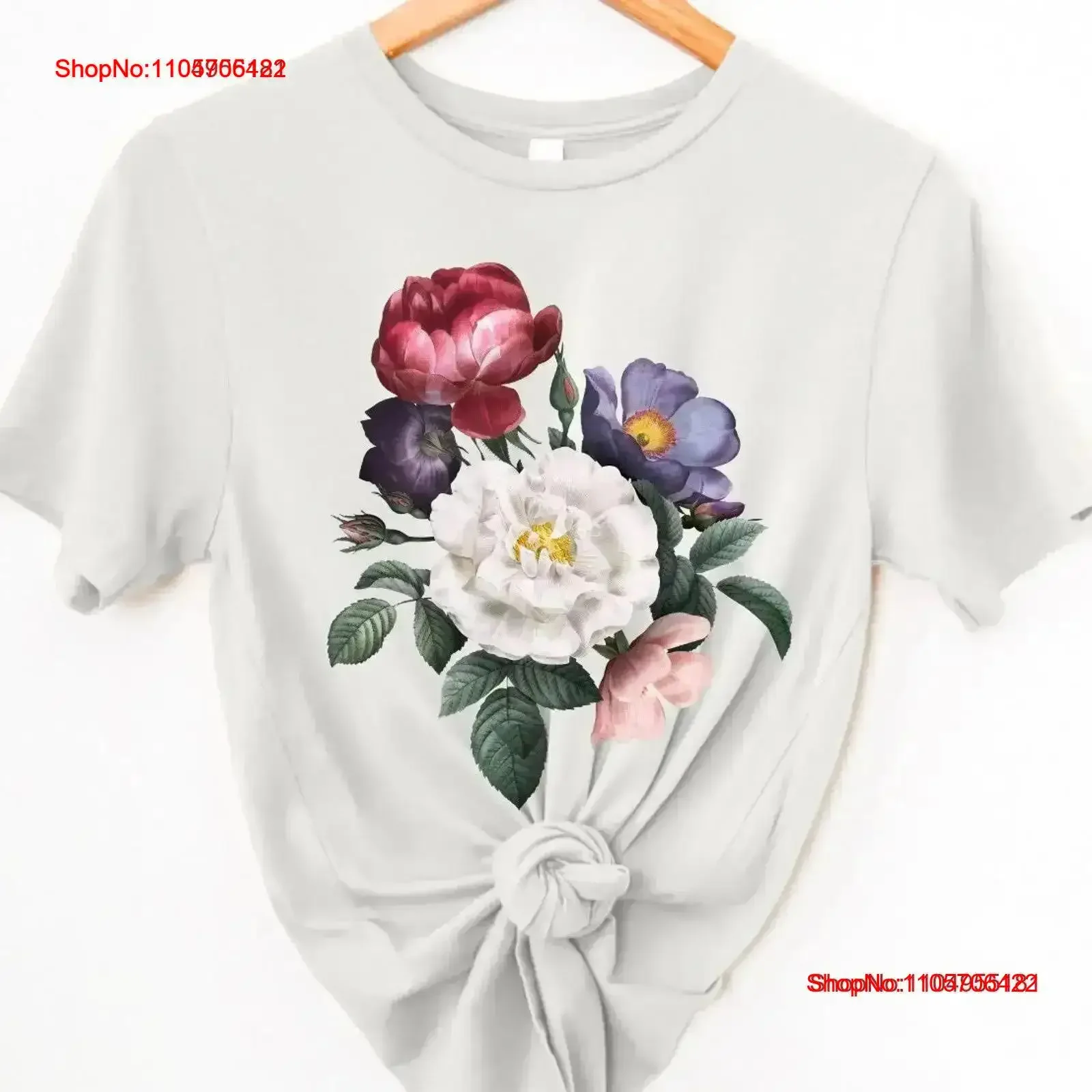 Colorful Floral T Shirt Flower Bouquet Botanical Pastel Flowers Garden Cottagecore Realism Design Nature vintage Washed Casual
