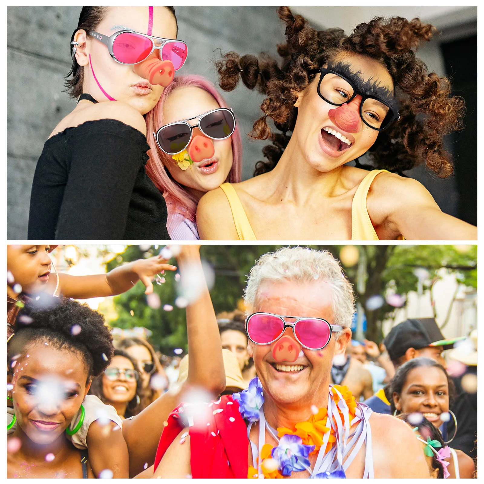 Accessoires de nez de cochon, 3 pièces, lunettes créatives pour jeux de fête, cabines Photo, confortables, tenue toute la journée, lunettes de fête unisexes