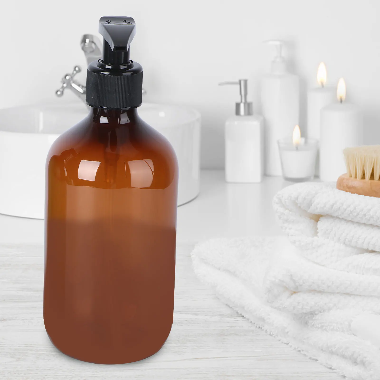 

Portable 500Ml Shampoo Bottle Pet Lotion Dispenser Leakproof Airless Pump Bottle For Liquid Soap Travel Toiletries Container