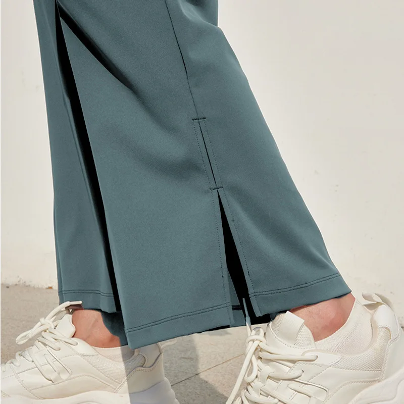 New Yoga Wide Leg Pants With High Waist And Drop Feeling Straight Leg Casual Pants, Drawstring Pocket Sports Bell shaped Pants