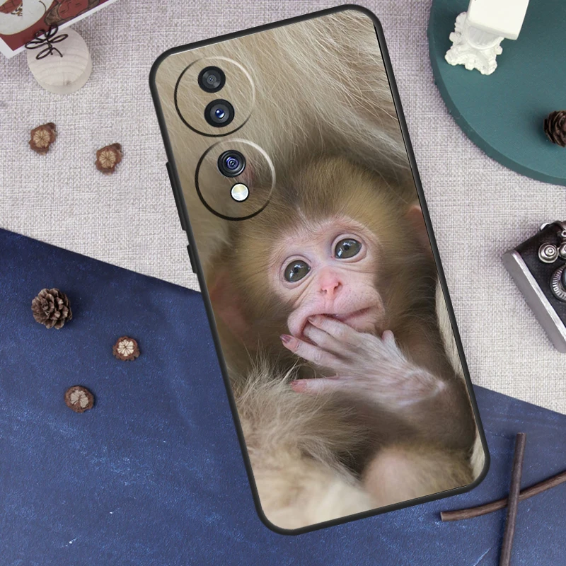 Cute Baby Monkey Animal Phone Cover For Honor X9a X8a X7a X6a X7 X8 X9 8X 9X Magic 5 Pro Honor 70 50 90 Lite Case