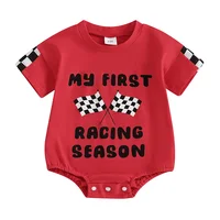 Baby Boys Summer Jumpsuit Casual Racing Letter Print Short Sleeve Romper for Newborn Cute Clothes