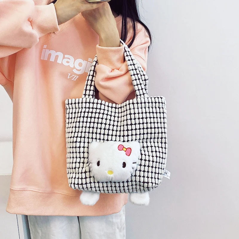 

Cartoon Kawaii Hellokitty Plush Handbag Cute Doll Storage Bag Large Capacity Shoulder Bag Handbag Diagonal Cross Bag