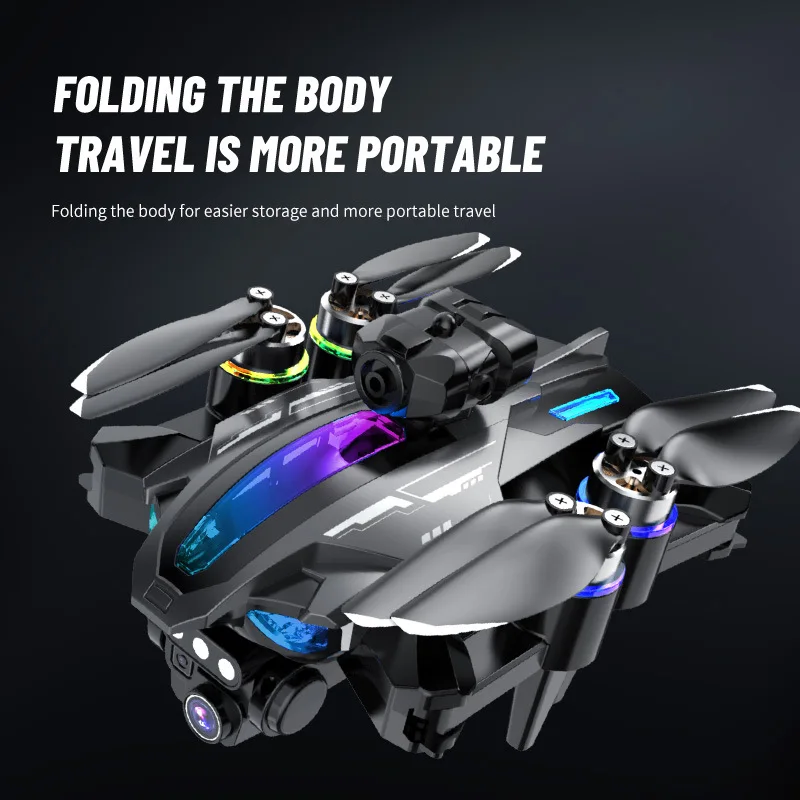 Drone aéreo sem escova com motor 4KHD, quadricóptero LED de fluxo colorido, brinquedo de avião dobrável com controle remoto para evitar obstáculos, XT160