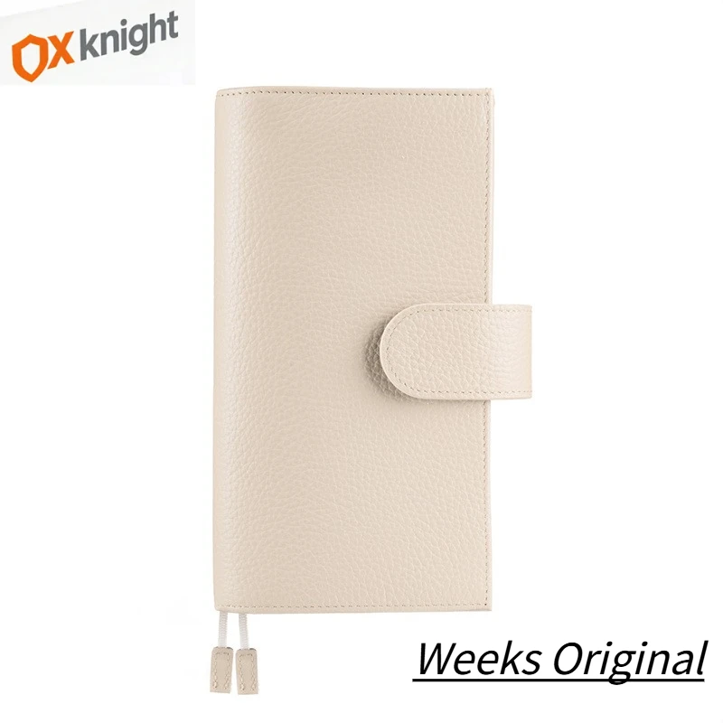 

Обложка для еженедельника OX KNIGHT из кожи с текстурой личи для Hobonichi с задним карманом и двойными застежками