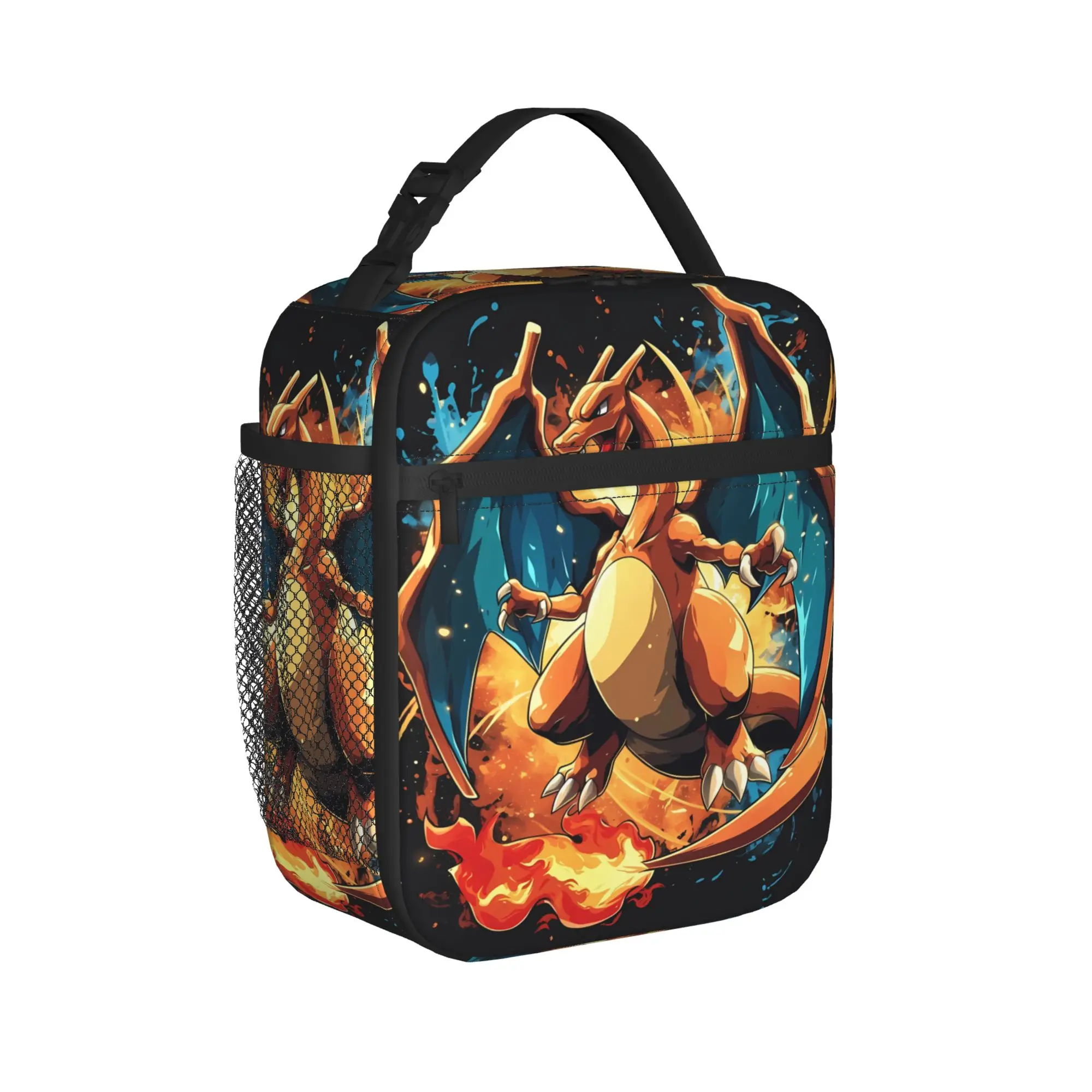 Charizard Battle Pose Anime Lunch Bag For Girl Boy  Print Office Lunch Box Aesthetic Portable Oxford Cooler Bag