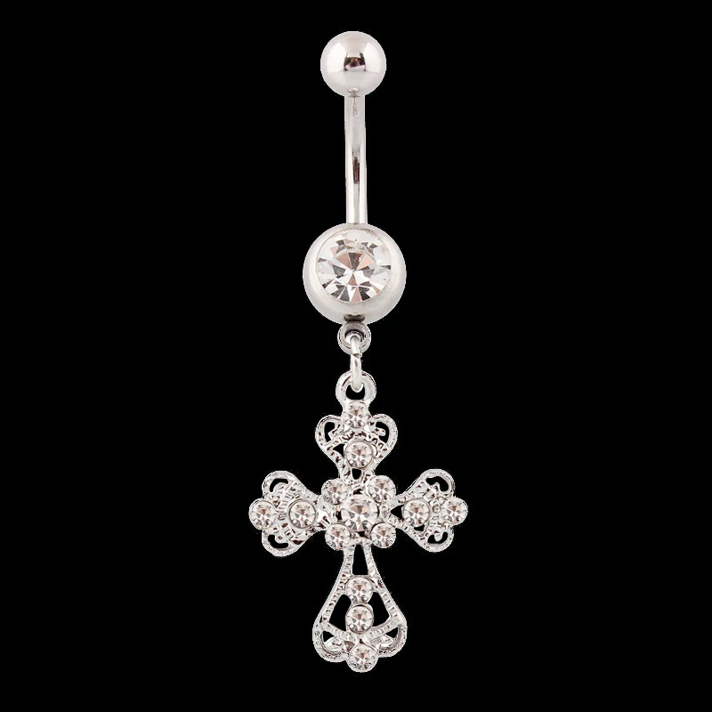Navel Piercing Women Belly Button Ring Jewelry Stainless Steel Geometric Zircon Sexy Belly Ring Tassel Chain DangleUniversal Box