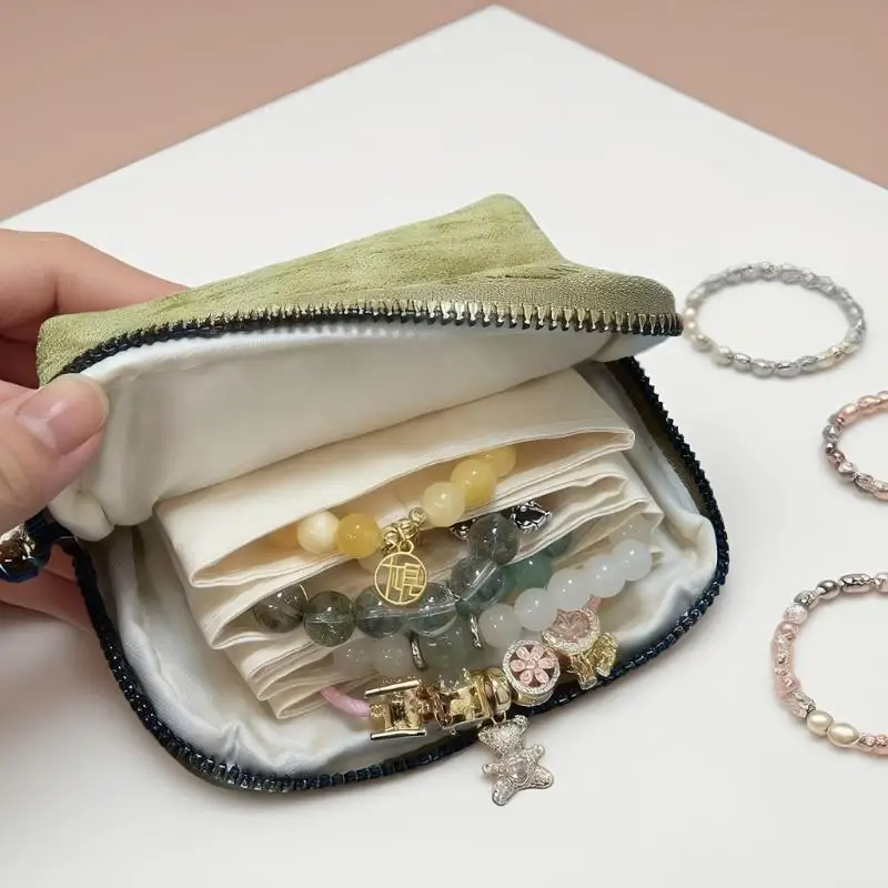 

5 Layer Velvet Jewelry Storage Bag Portable Travel Jewelry Pouch For Rings Earrings Bracelets And Watches