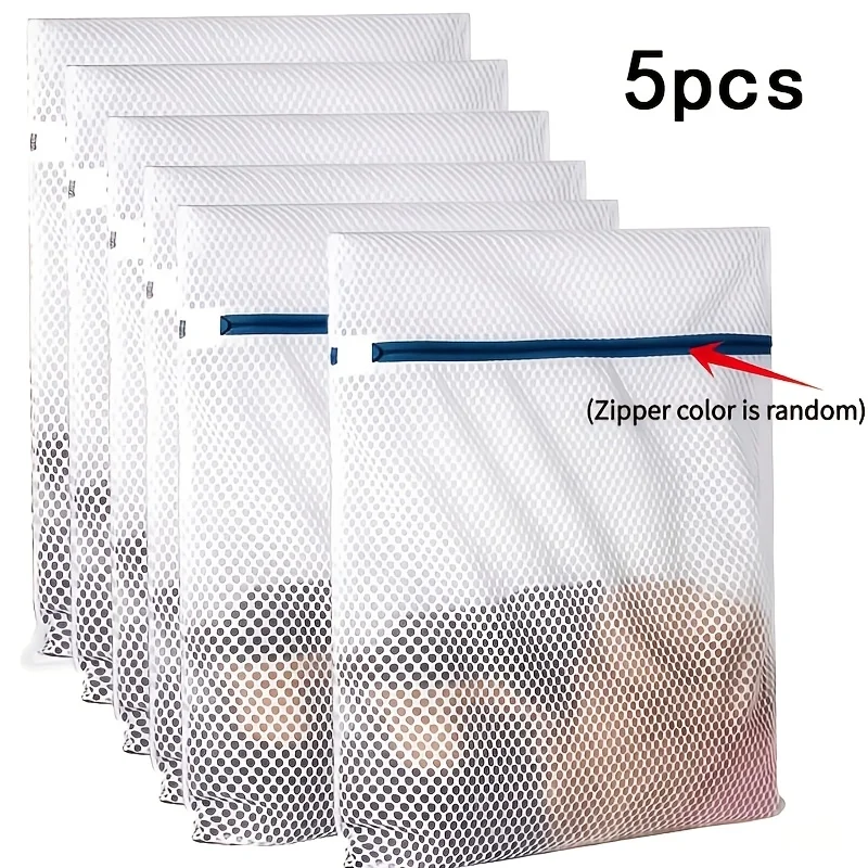 5-pack Thickened High-density Mesh Laundry Bags. Featuring A Breathable, Fine-mesh Design To Effectively Prevent Snagging