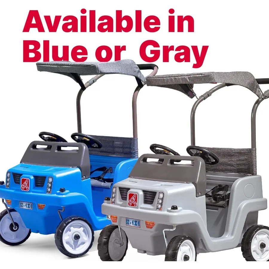 並列式プッシュアラウンドSUV 2人乗りプッシュカー、シートベルト、デュアルステアリングホイール、ホーン、調節可能なキャノピー付き、対象年齢18ヶ月