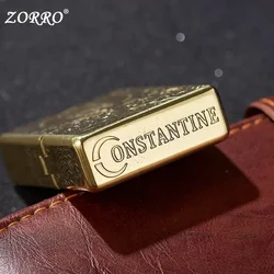 Authentic Zorro Retro High-End Waterproof Sealed Armor Constantine Kerosene Lighter Heavy Duty Metal Gasoline Lighter Men's Gift