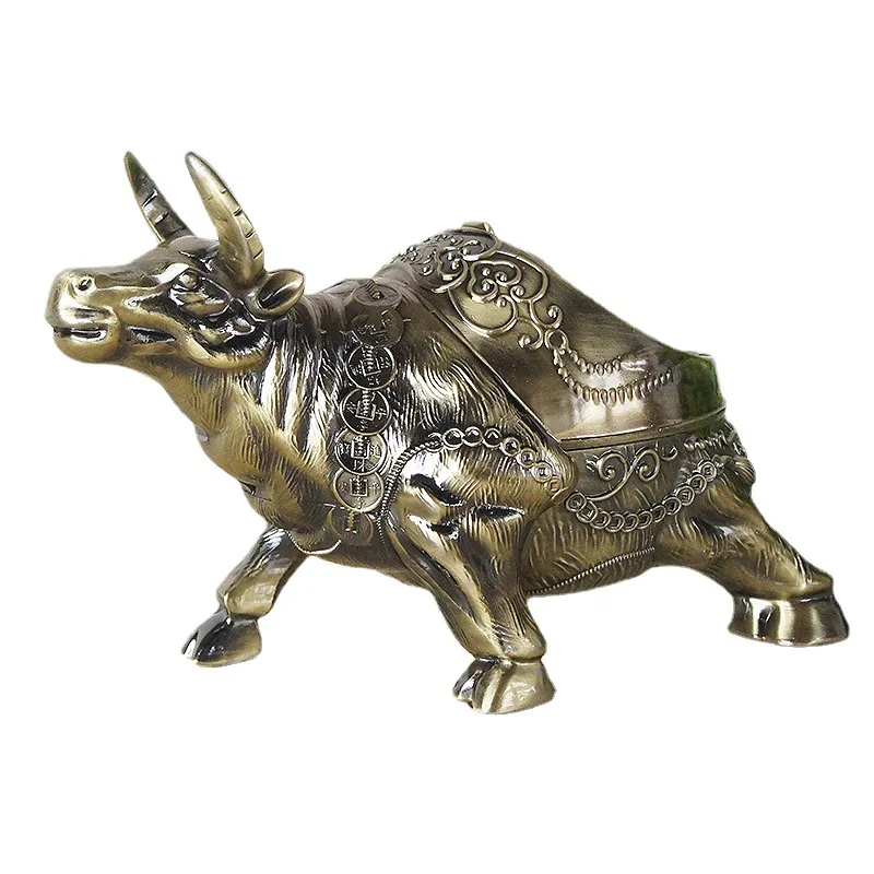 

Metal Zinc Alloy Electroplated Bull Gas Soaring Fortune Cow Ashtray Home Office Gift Ashtray Portable Ashtray Ashtray Outdoor