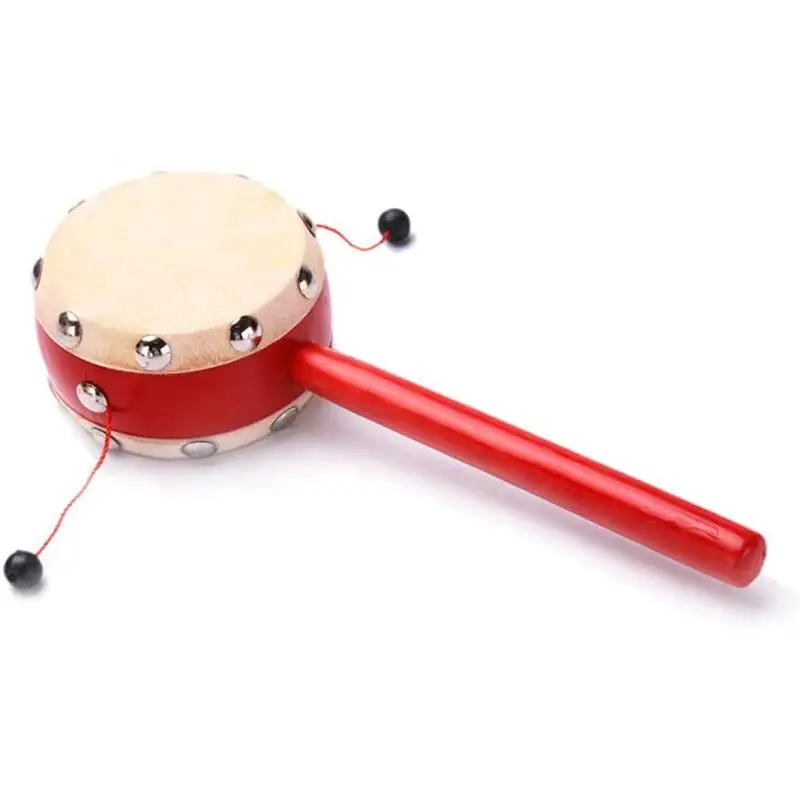Tambour traditionnel chinois en peau de mouton, hochet en bois pour bébé, jouets pour nouveau-né et enfant en bas âge