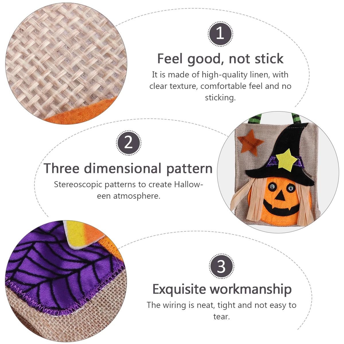

2pcs Halloween Candy Bag Large Tote Bags Reusable Party Gift Halloween Treats Snacks Storage Kids