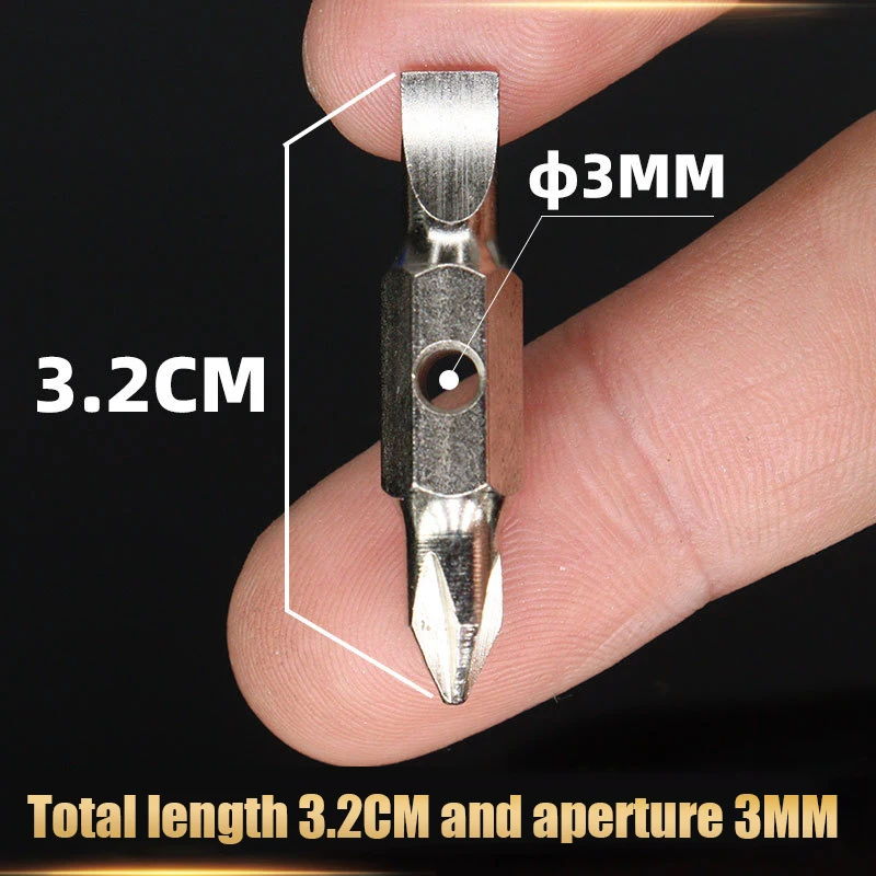 Mini Double Head Screwdriver Bit Key Chain PH1 Phillips Cross And Flat Slotted Screwdriver Bits 32mm Length