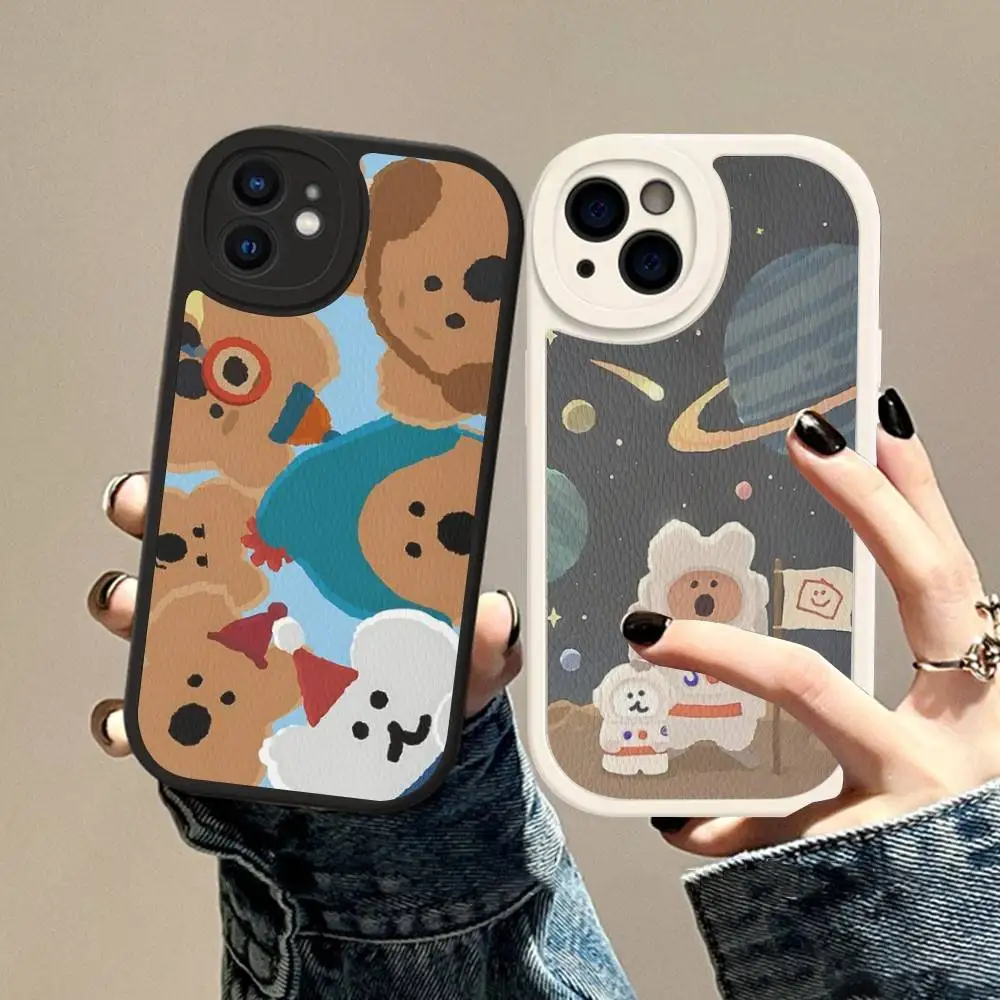 

Cute Bear Quokkas Phone Case For IPhone 16 15 14 11 12 13 Pro Max Plus Back Leather Shell