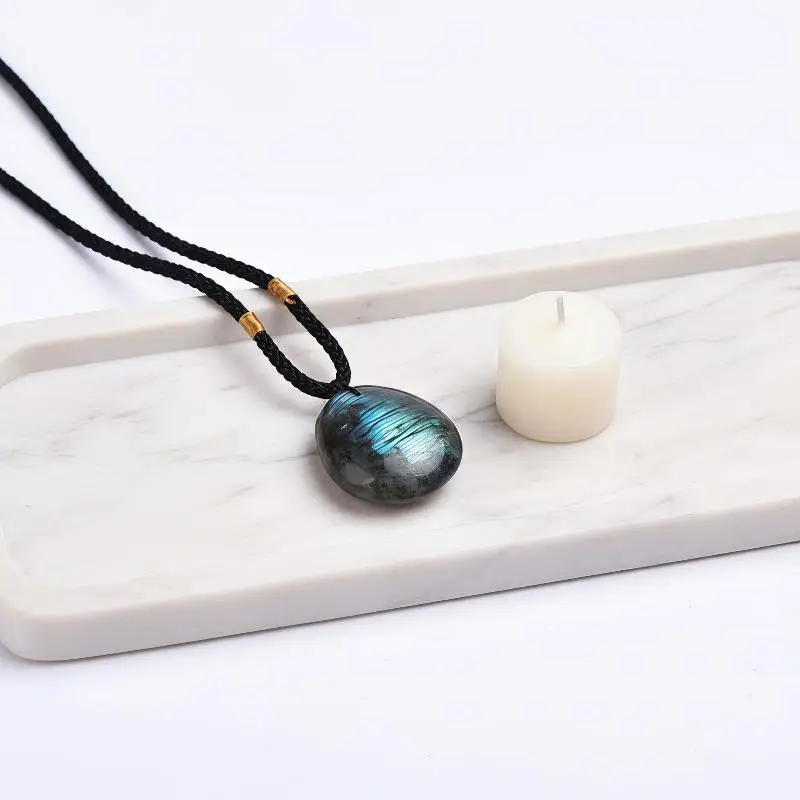 Natural Blue Labradorite Pendant Lightweight Healing Crystal Gemstone Comfortable for Long Time Wear Meditation Gift