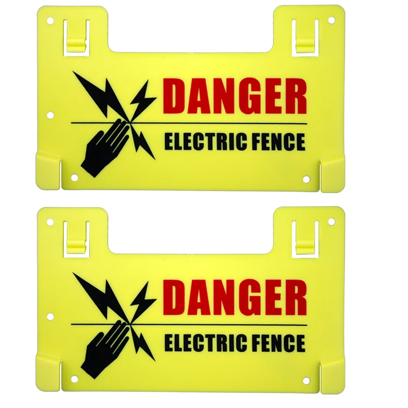 10 Pieces Electric Fence Warning Signs For Farm Home Poultry Goat Horse Plastic Yellow Caution Electric Fencing Warn Board Signs