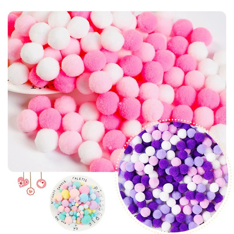 130pcs Pompom Plush Balls 10mm-30mm Mix Size Fluffy Ball DIY Handmade Kids Toy Wedding Decoration Craft Supplies