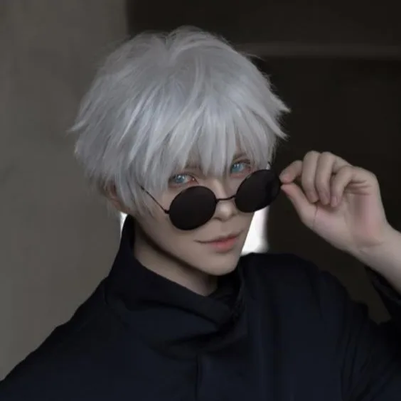 Gojo Cos Wig White High Temperature Silk Men Short Spiky Hair Anime Cosplay