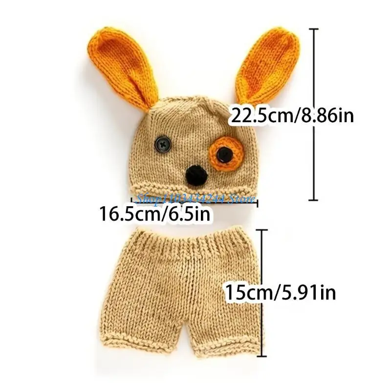 الكلب الأذن بونيه قبعة السراويل الزي ملابس التقاط الصور موضة التصوير الدعائم لحديثي الولادة صور تبادل لاطلاق النار زي الملابس #6