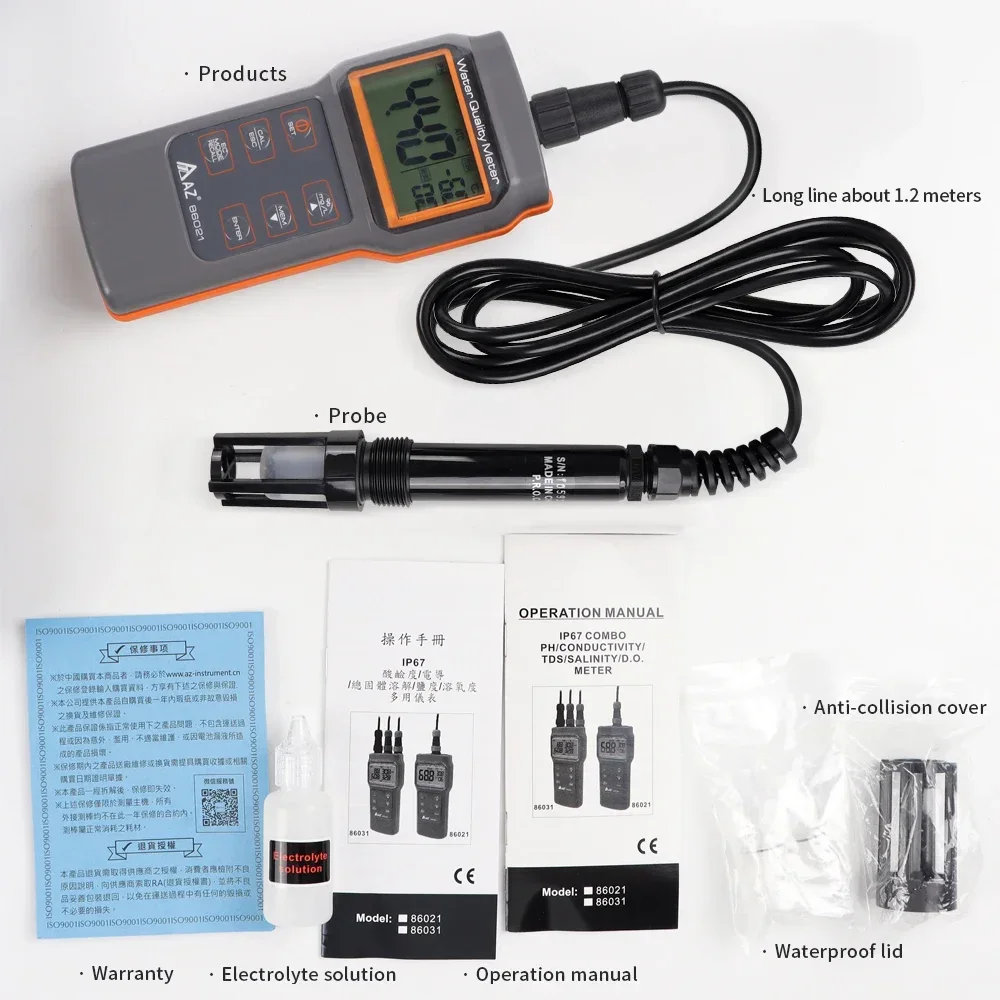 High Quality AZ86021 Water  Tester  Precision Aquaculture Multi-function Portable PH Meter