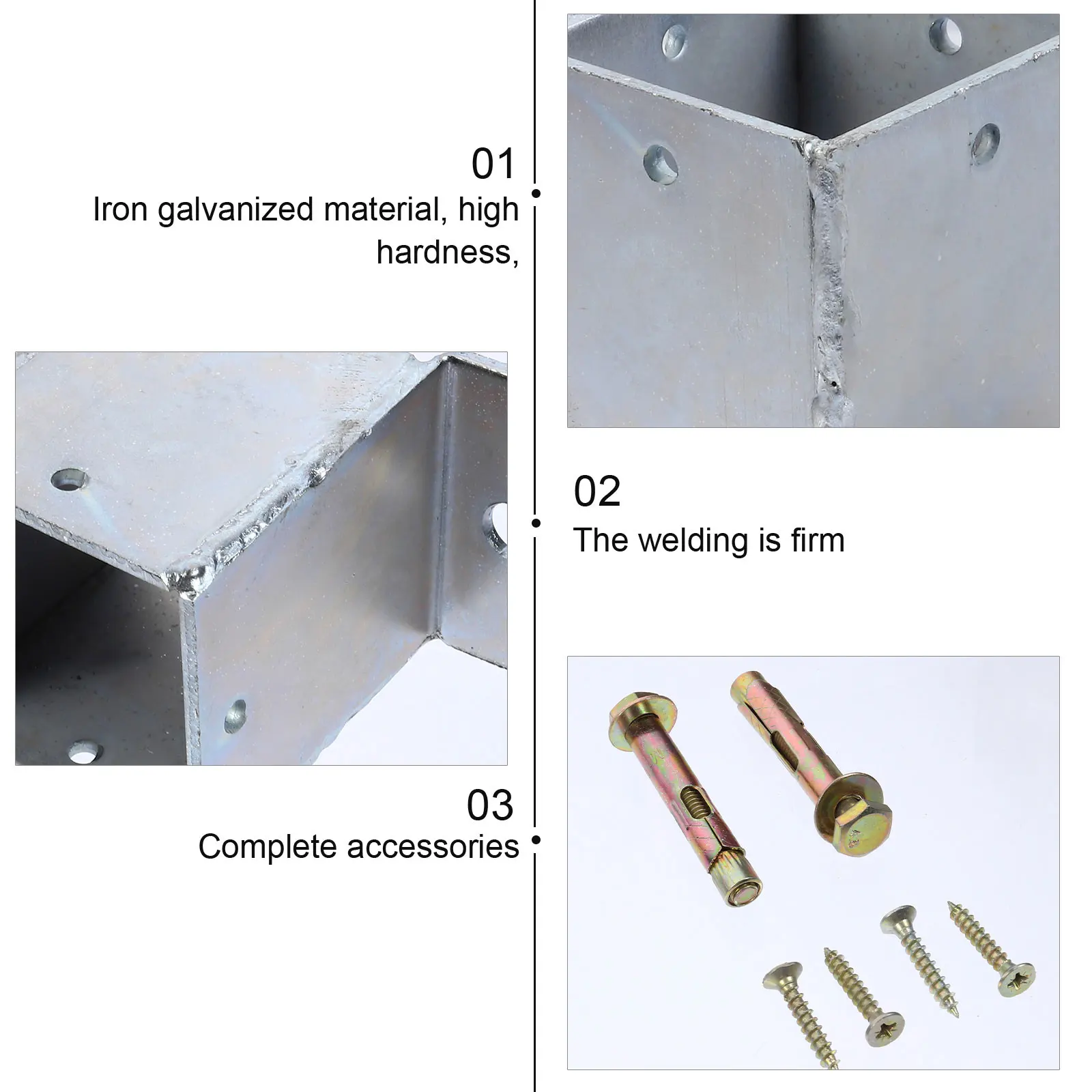 

Stainless Steel Foot Fence Post Base Bracket for Deck Porch Post Base rail Wood Concrete Mount 8 Screws