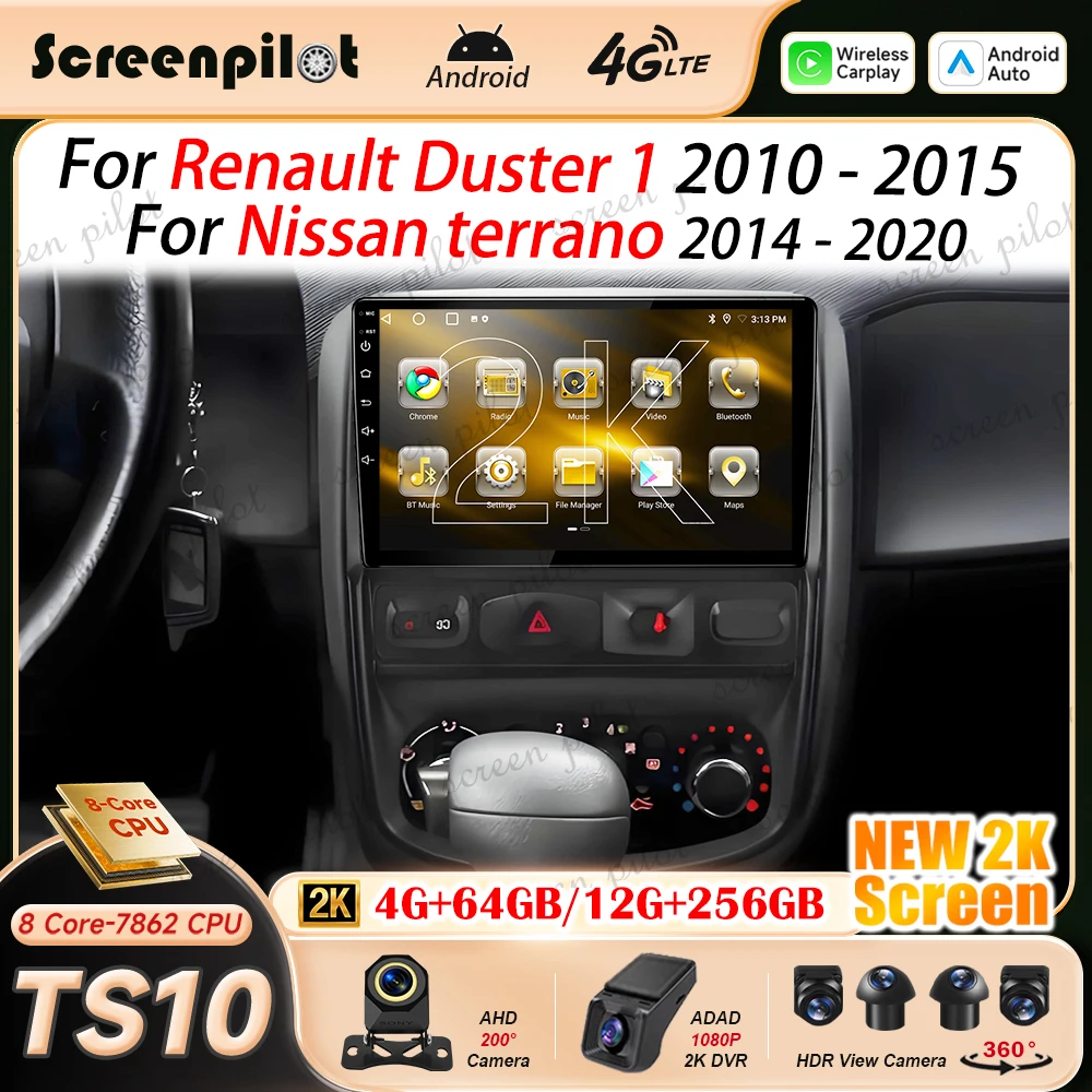 Android 16 Car Radio Stereo For Renault Duster 1 2010 - 2015 For Nissan terrano 2014-2020 Multimidia Player Carplay Android Auto