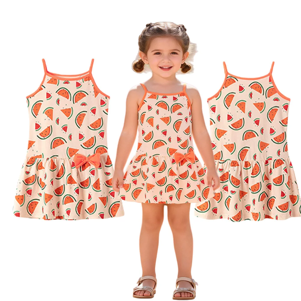 Watermelon Printed Summer Girls' Strapless Dress European and American Dtyle Dhildren's Dress Adorable Baby Skirts Clothing