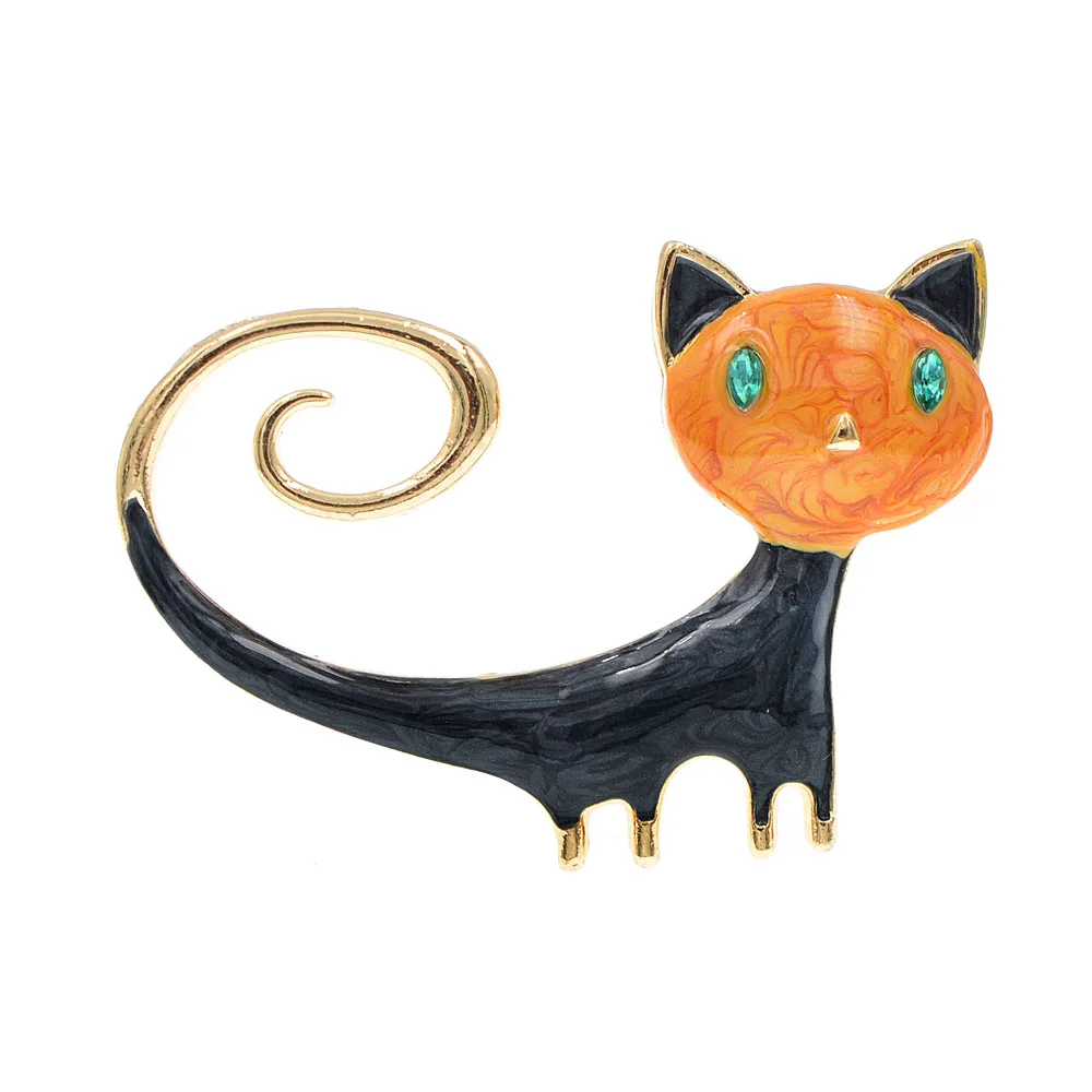 CINDY XIANG Enamel Cute Cat Brooches For Women Kitty Pin 2 Colors Available Animal Jewelry