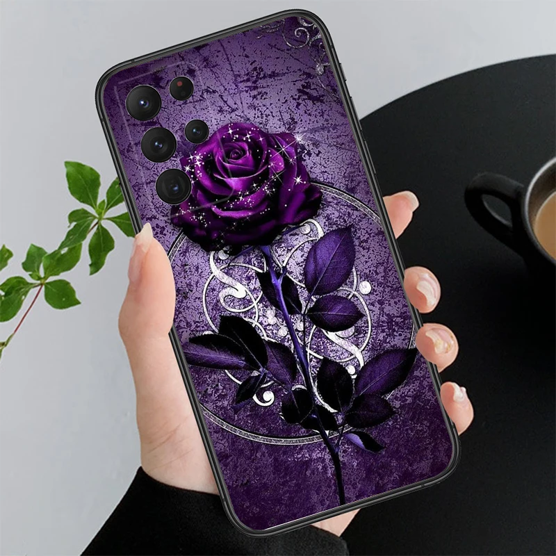 Purple Blue Pink Rose Phone Case For Samsung S24 S23 S22 S21 S20 Ultra S20 S22 S21 S23 S20 FE S24 Plus