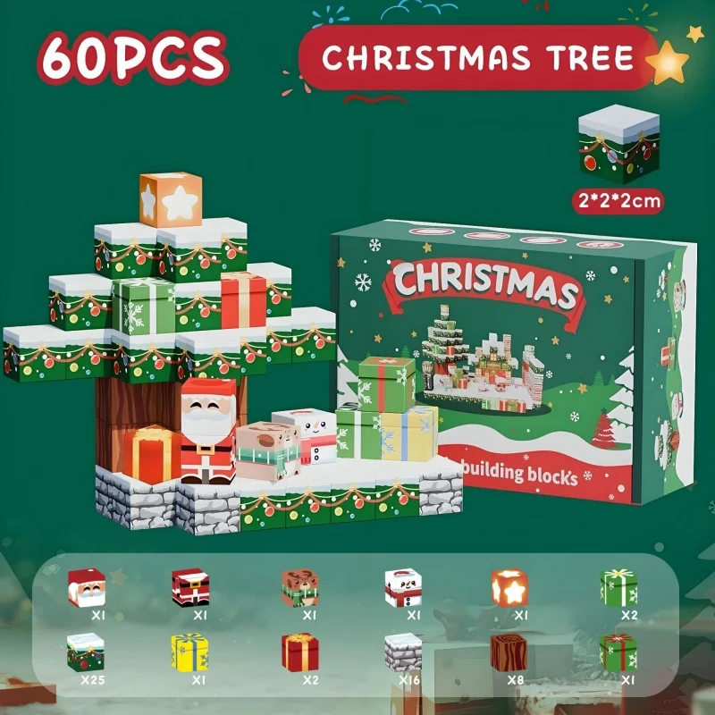 Incredibile casetta di Natale Il mio mondo magnetico ​   Blocchi da costruzione Giocattolo creativo da costruzione magnetico ad alta resistenza ​   Regali per Natale di compleanno