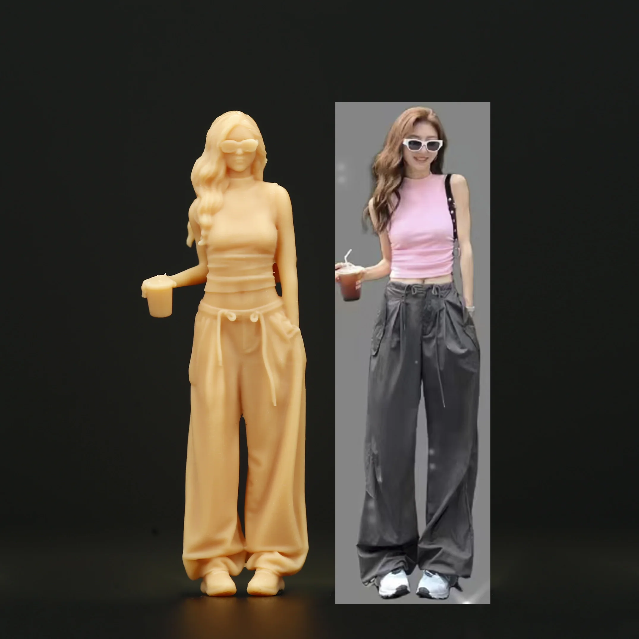 1/64 Figure Fashion Girl Model  3D Printing Resin  Miniature Figures Diorama Minifigures Garge Scenes DIY Craft Toys Collectible