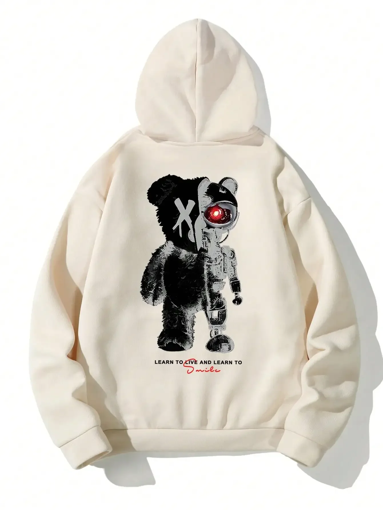 

Men Cartoons Creative Hoodie Oversize Fashion Clothing All-Match Autumn Winter Male Hoody Cartoon Machine Bear Print Pullovers